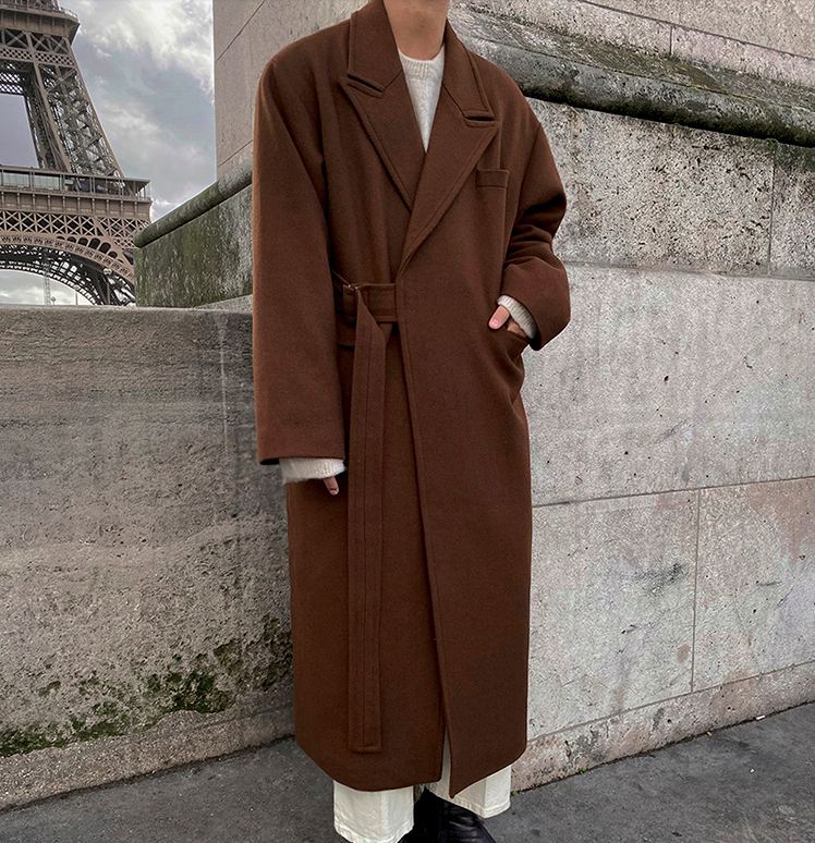 Korean Style Cos 2 Color Belted Wool Coat
