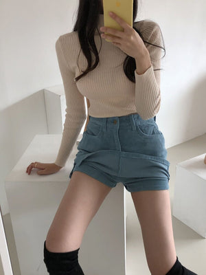 [Korean Style] High waist Corduroy Mini Skort