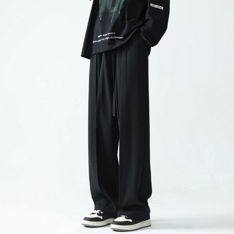 [Korean Style] 2 Colors Drawstring Over-length Wide Pants