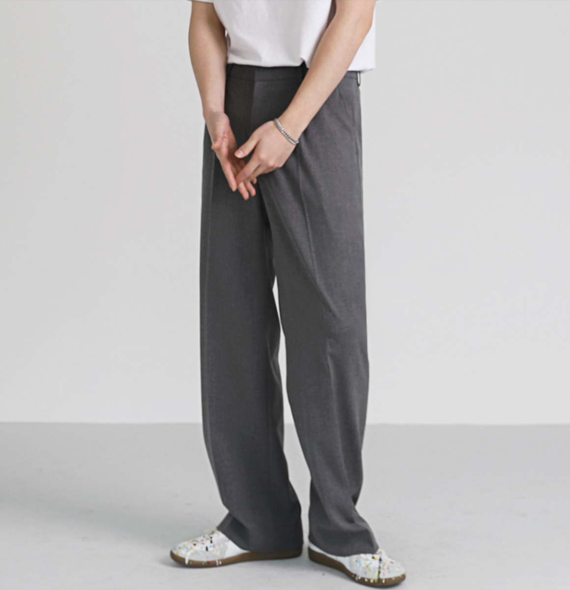 TWOTWINSTYLE Korean Wide Leg Pants - Stylish Gray Trousers