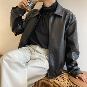 [Korean Style] 2 Colors Batik Leather Jackets