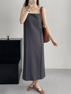 [Korean Style] Minimalistic Square Neck Basics Camisole Dress