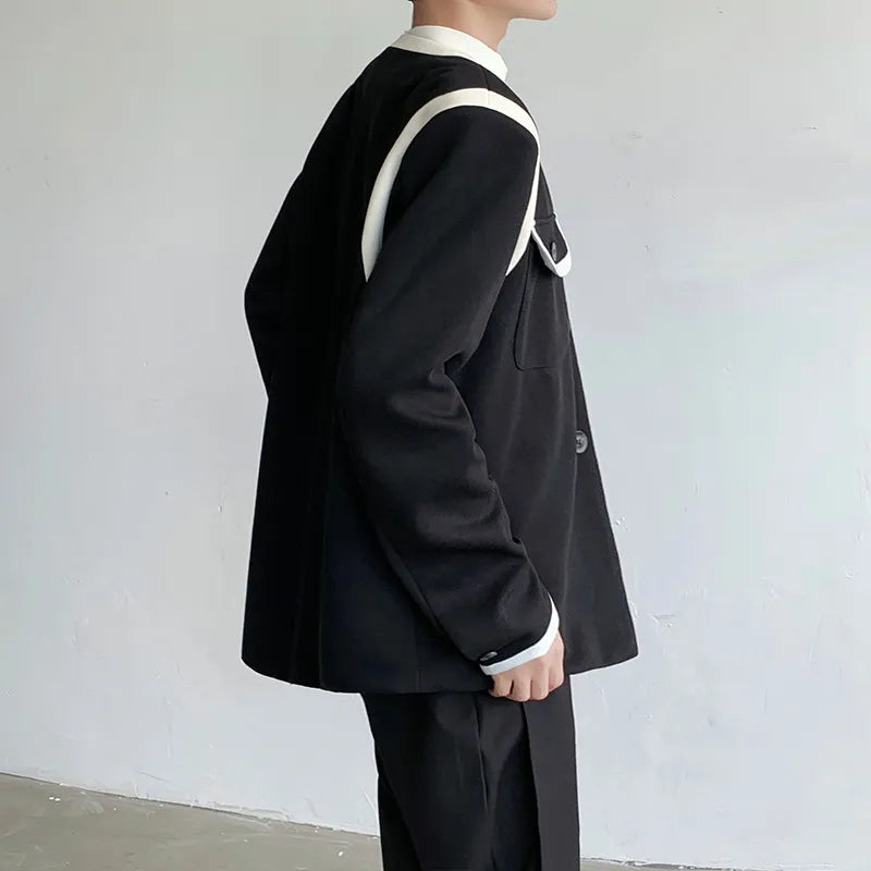 [Korean Style] Oversized Casual Round Neck Jacket
