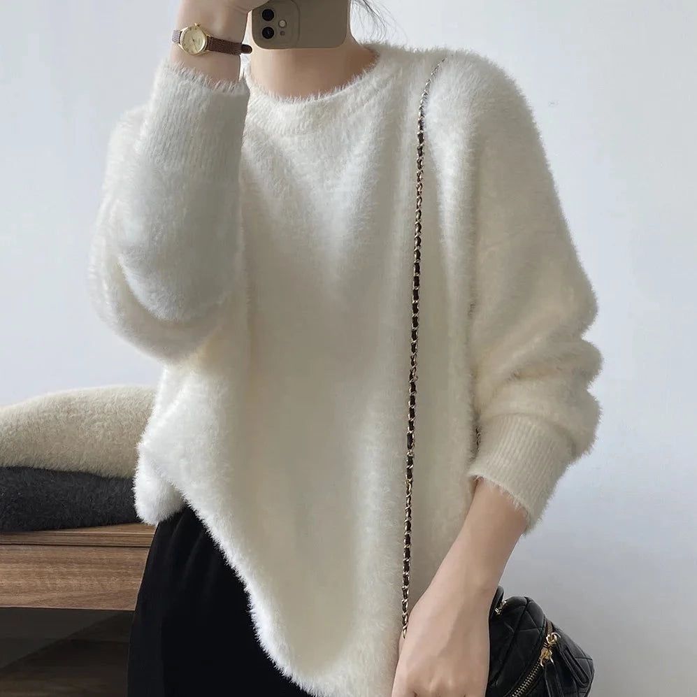 [Korean Style] 3 Colors Loose Fit Fluffy Pullover Sweater