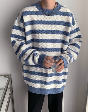 [Korean Style] Stripe Wool Casual Knit Pullover Sweaters