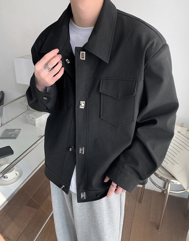[Korean Style] 4 Buttons Black Oversized Jackets