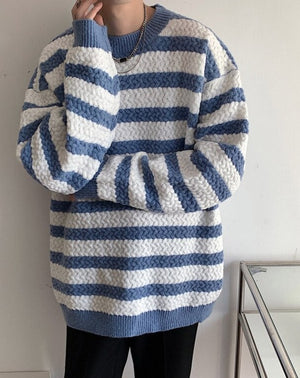 [Korean Style] Stripe Wool Casual Knit Pullover Sweaters