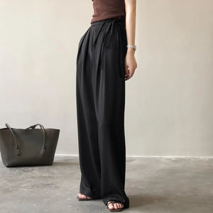 [Korean Style] 2 Colors High Waisted drawstring Tie Dress-up Trousers