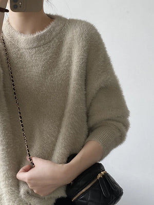 [Korean Style] 3 Colors Loose Fit Fluffy Pullover Sweater