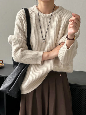 [Korean Style] Soft & Cozy Solid Color Round Neck Sweater