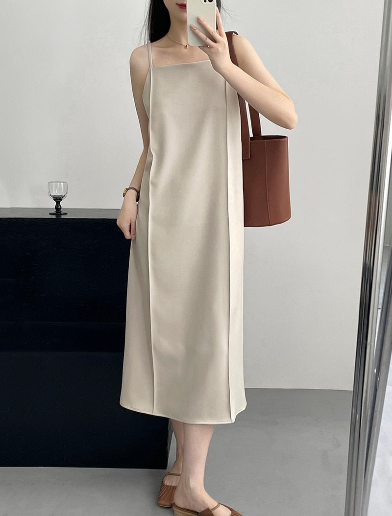 [Korean Style] Minimalistic Square Neck Basics Camisole Dress