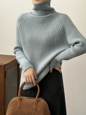 [Korean Style] Loose Fit Solid Color Soft Turtleneck Sweater