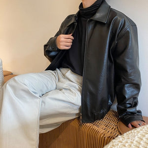 [Korean Style] 2 Colors Batik Leather Jackets