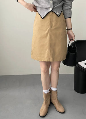 [Korean Style] Retro Straight Barrel Pocket Half Skirt