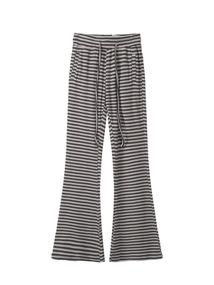 [Korean Style] Y2k Striped Drawstring Elastic Waist Flare Pant