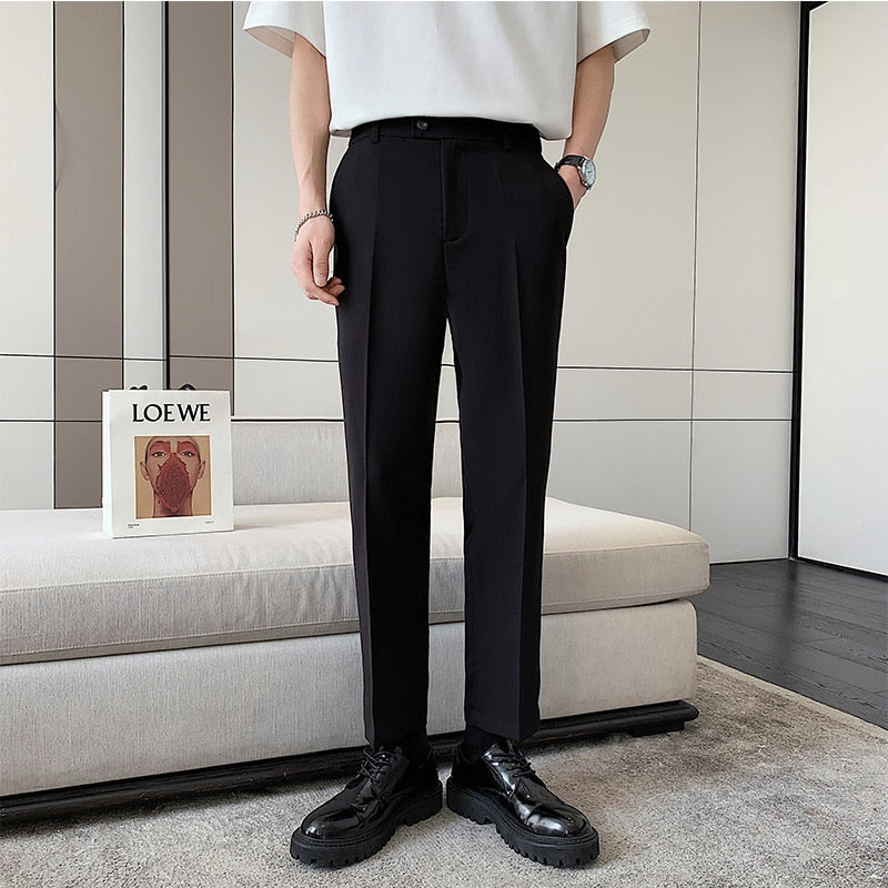 [Korean Style] Khaki/Black Formal Straight Pants