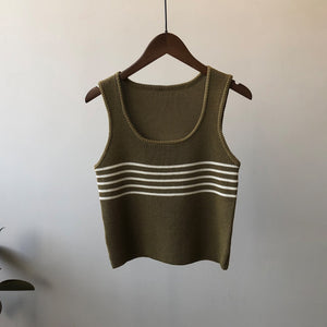 [Korean Style] 3 Color Round Neck Knit Cami Tank Top