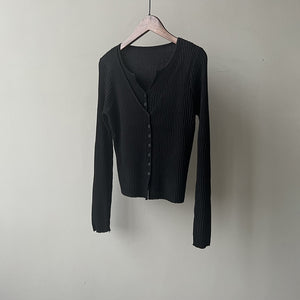 [Korean Style] V Neck Layered One piece Knit Top Cardigan