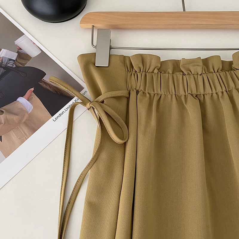 [Korean Style] High Quality High Waist Cinched Waist Drawstring A-line Long Skirt