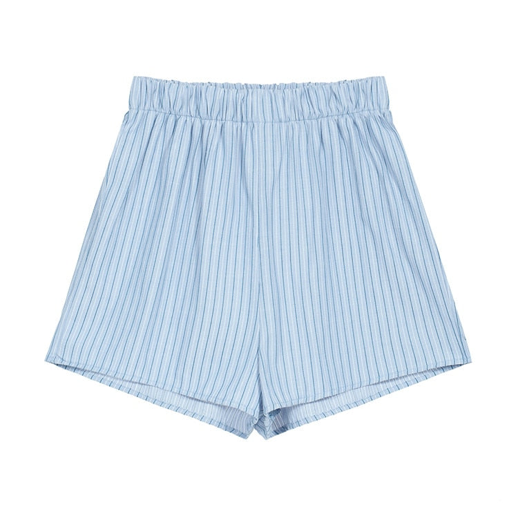 [Korean Style] Co-ord Stripe Button-up Shirtdress + Shorts 2 pc Set