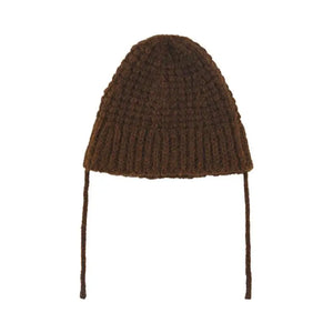 [Korean Style] Solid Color Winter Cozy Knit Beanie w Drawstrings