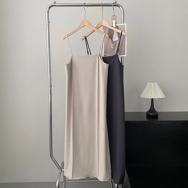 [Korean Style] Minimalistic Square Neck Basics Camisole Dress