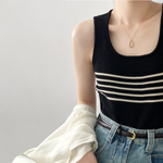 [Korean Style] 3 Color Round Neck Knit Cami Tank Top