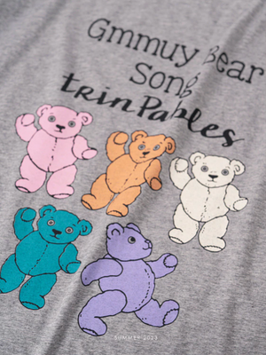 [Korean Style] 2 Color Bear Graphic Box T-shirt