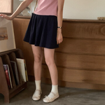 [Korean Style] Casual Cinched Waist Pleated Short Skirt