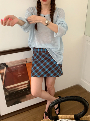[Korean Style] Retro High Waist Plaid Short Skirt