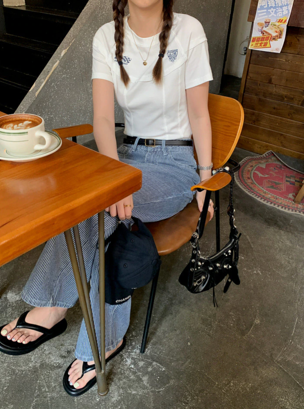 [Korean Style] Mid-waisted Stripe Wide Leg Jeans