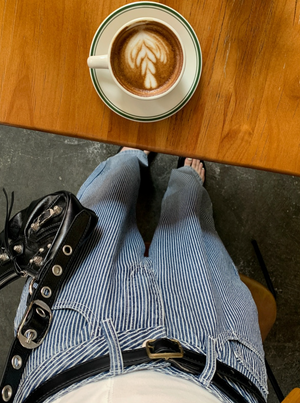 [Korean Style] Mid-waisted Stripe Wide Leg Jeans