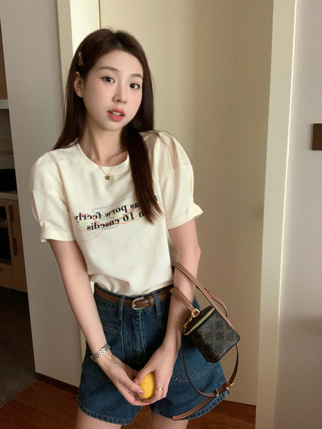 [Korean Style] Retro High Waist Pocket Denim Shorts