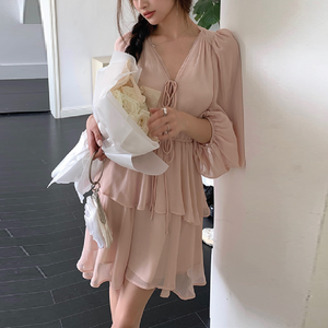 pink dress korean style Pink Elegant Sweet Floral Dress - Kawaii Fashion Shop