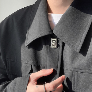 [Korean Style] 4 Buttons Black Oversized Jackets