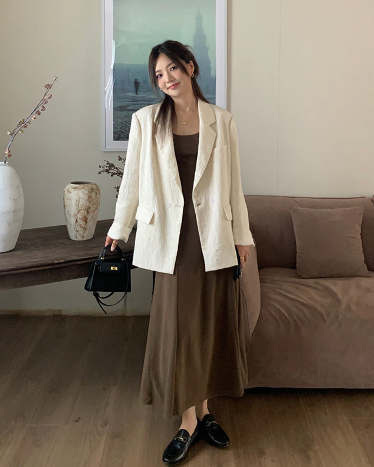 [Korean Style] 2 Colors Textured Loose Fit Casual Blazer