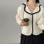 [Korean Style] Chic Heart Button Collared Pocket Cardigan
