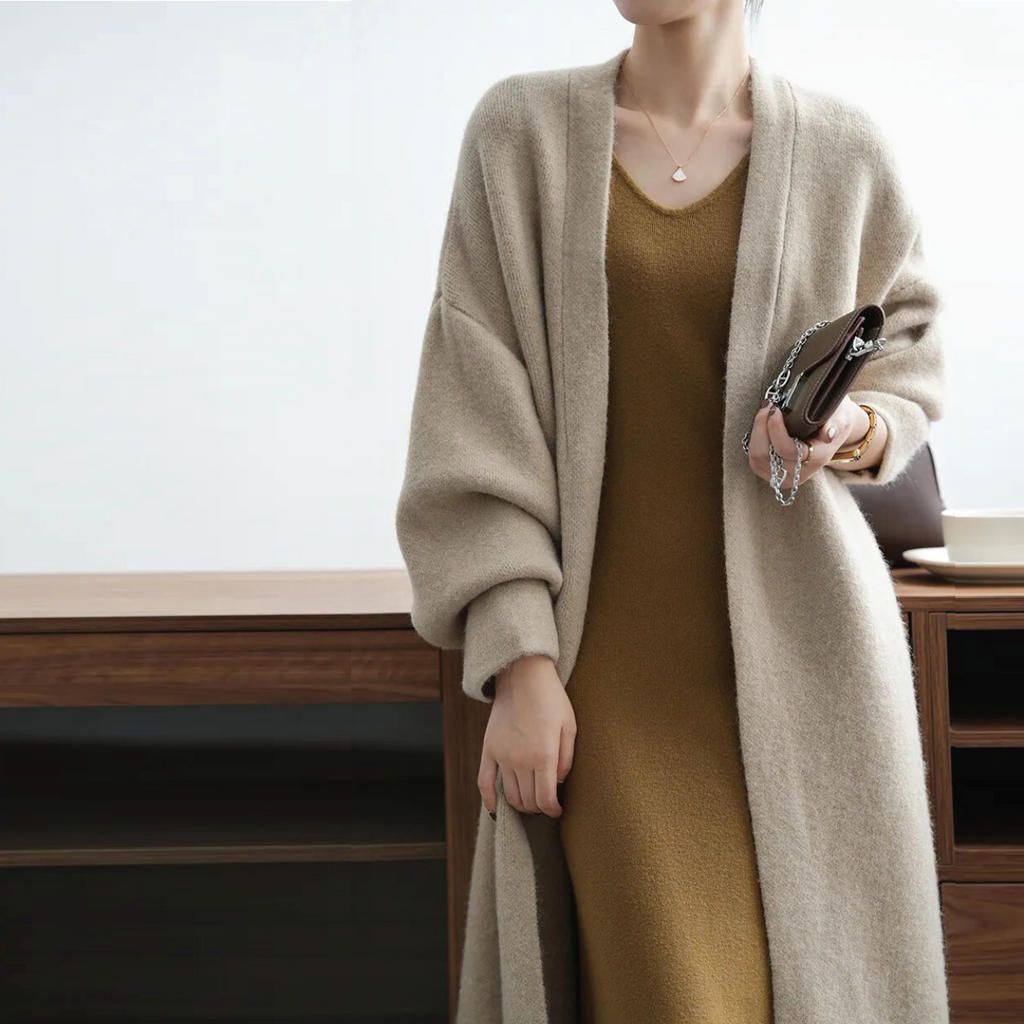[Korean Style] Loose Fit Solid Color Chunky Soft Long Cardigan Coat