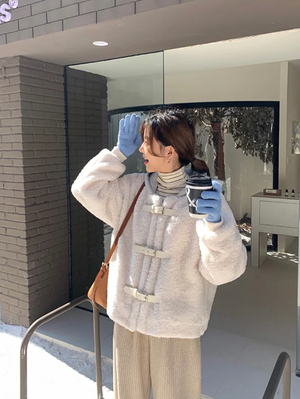 [Korean Style] Chic & Cozy Hooded Shearling Coat