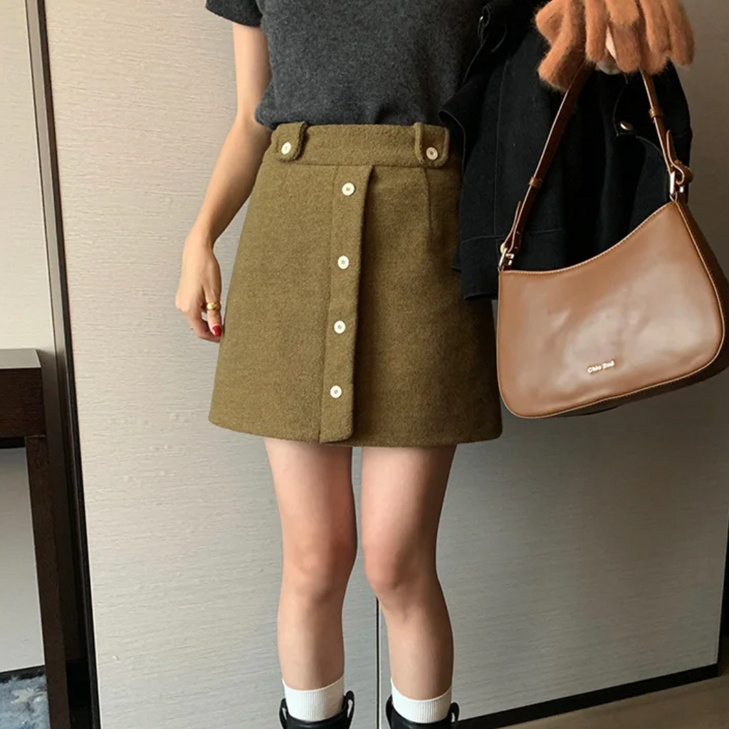 Korean Style] High Rise Front Slit Denim Long Skirt – Ordicle
