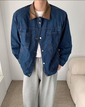 [Korean Style] Turn-down Collar Denim Jackets