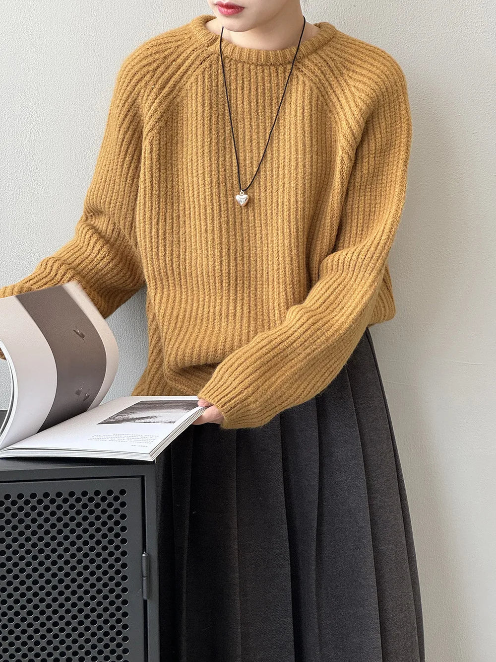 [Korean Style] Soft & Cozy Solid Color Round Neck Sweater
