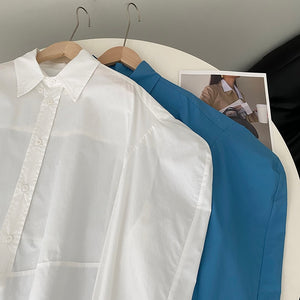 [Korean Style] Irregular Cut Loose Fit Voluminous Sleeve Shirts