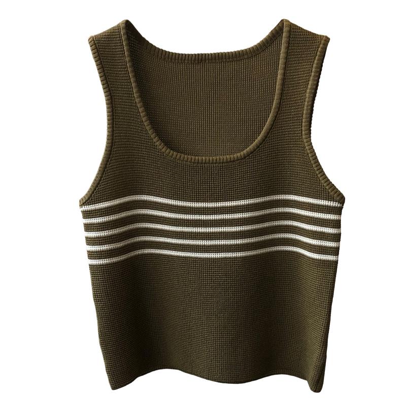 [Korean Style] 3 Color Round Neck Knit Cami Tank Top