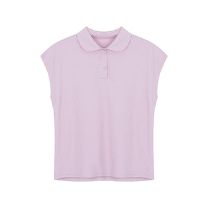 [Korean Style] Solid Color Cap Sleeve Polo Shirt