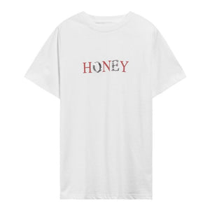 [Korean Style] 4 Colors Honey Text Graphic Box T-shirt