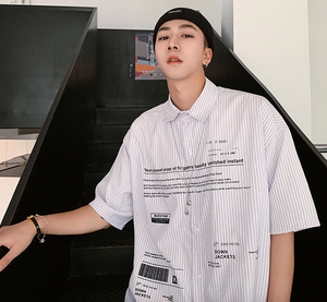 [Korean Style] Vertical Striped Printing Shirts