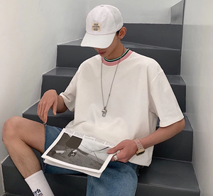 [Korean Style] Jay Two-tone Neckline T-shirts