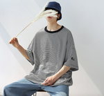 [Korean Style] Bryan Cotton Striped 1/2 T-shirts