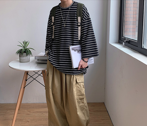 [Korean Style] Nathy Striped Long Sleeve Sweatshirts